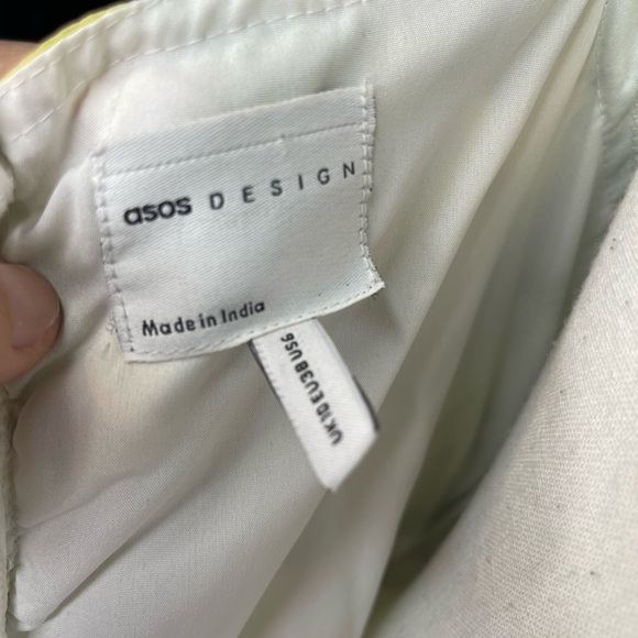 ASOS ruched puff sleeve maxi dress white base yellow blue floral print - Picture 11 of 15